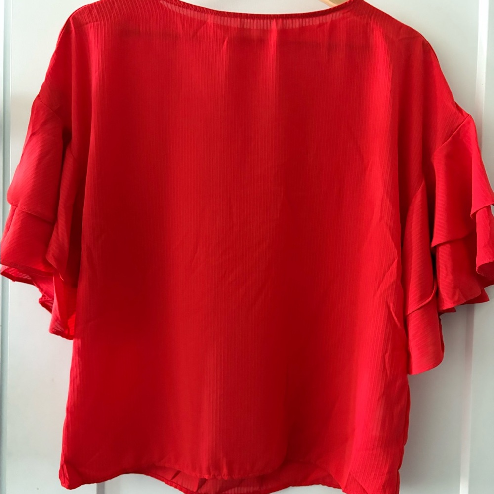 H&M Red Bell Sleeve Ruffled Blouse - Picture 3 of 4